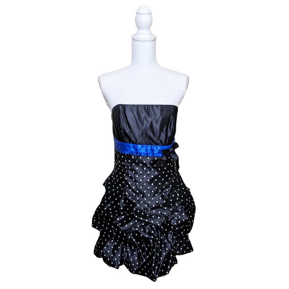 1980s JESSICA MCCLINTOCK for Gunne Sax Polka Dot Satin Mini Bubble Party Dress